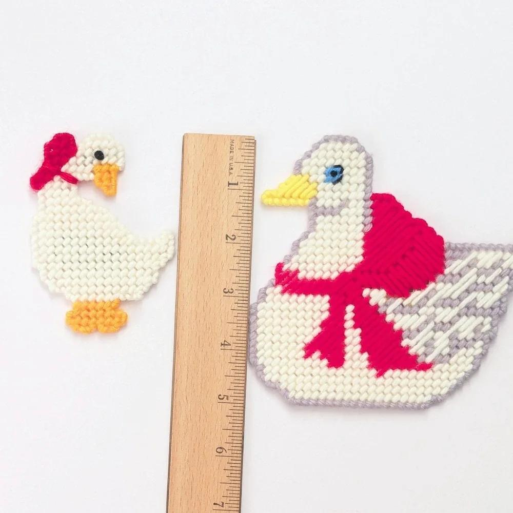Handmade Goose Duck Country Kitchen Magnets Needlepoint Plastic Canvas Lot Of 5
